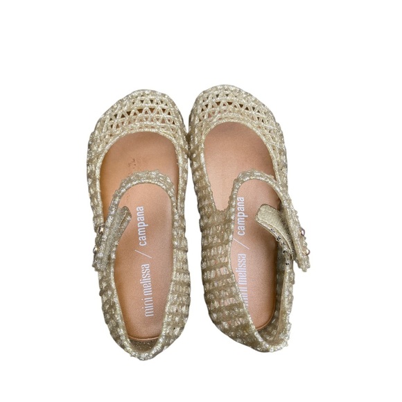 Mini Melissa Gold  Shoes for Sophisticated Style campana size 9 - Picture 3 of 6